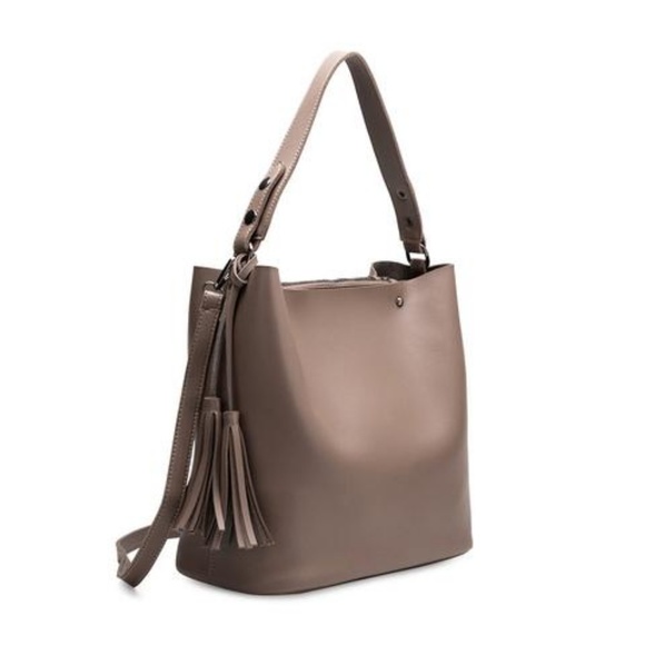 Melie Bianco Handbags - Niccola Taupe Shoulder Bag